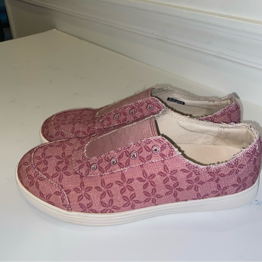 Spenco Orthotic Canvas Slip-on Shoes Size 8B Pink Floral Comfy Great Support New
